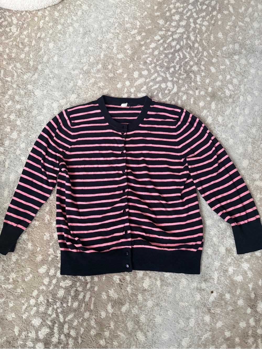 J crew 100% cotton striped cardigan pink and navy button down